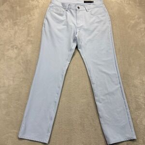 DUNNING Pants Mens 32x30 Light Blue Performance Flat Front Poly Spandex Blend